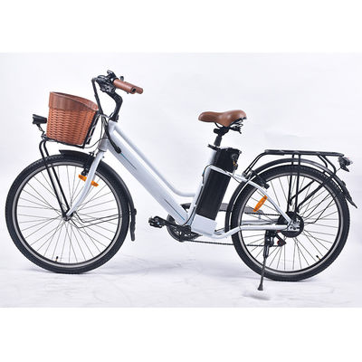 6Speed軽量の女性電気バイクは、25km/H電気女性バスケットと自転車に乗る